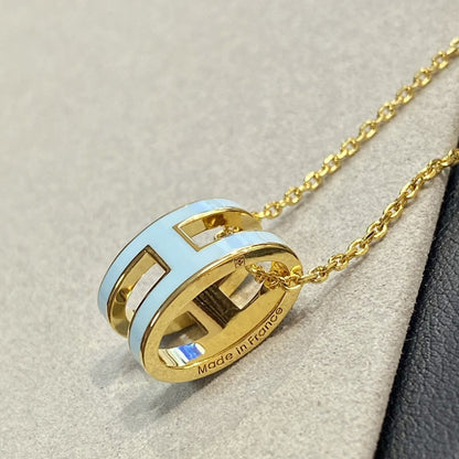 [LUXE NOBLE]POP H LIGHT BLUE NECKLACE