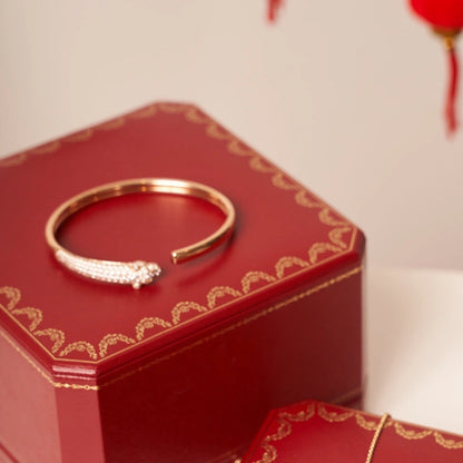 [LUXE NOBLE] PANTHERE OFFENES ARMBAND AUS ROSÉGOLD MIT DIAMANTEN