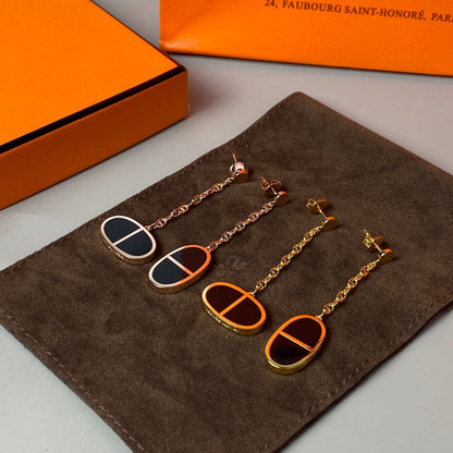 [LUXE NOBLE]CHAINE VERSO BLACK CERAMIC EARRINGS