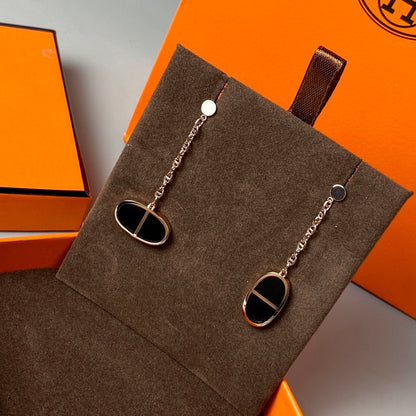 [LUXE NOBLE]CHAINE VERSO BLACK CERAMIC EARRINGS