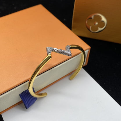 [LUXE NOBLE]VOLTE アップサイト ダウン ダイヤモンド ゴールド オープンブレスレット