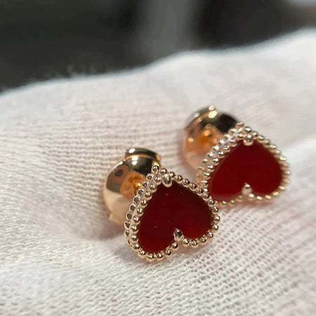 [LUXE NOBLE]HEART CARNELIAN STUD EARRINGS