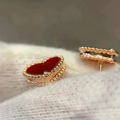 [LUXE NOBLE]HEART CARNELIAN STUD EARRINGS