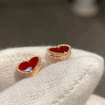 [LUXE NOBLE]HEART CARNELIAN STUD EARRINGS