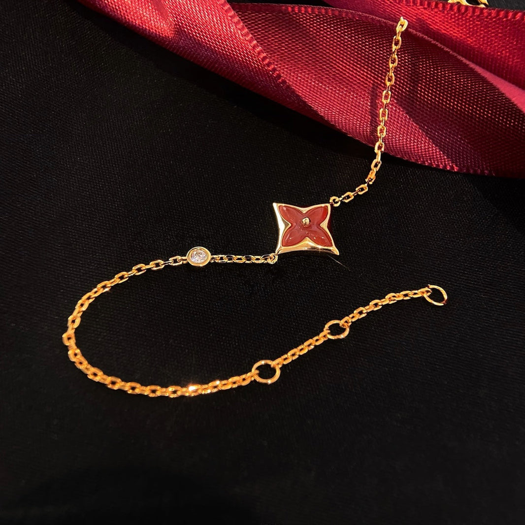 [LUXE NOBLE]COLOR STAR CARNELIAN PINK GOLD DIAMOND BRACELET