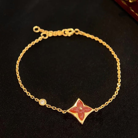 [LUXE NOBLE]COLOR STAR CARNELIAN PINK GOLD DIAMOND BRACELET