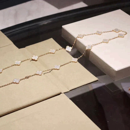 [LUXE NOBLE]CLOVER 20 MOTIFS WHITE MOP NECKLACE