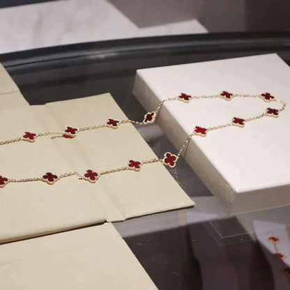 [LUXE NOBLE]CLOVER 20 MOTIFS CARNELIAN NECKLACE
