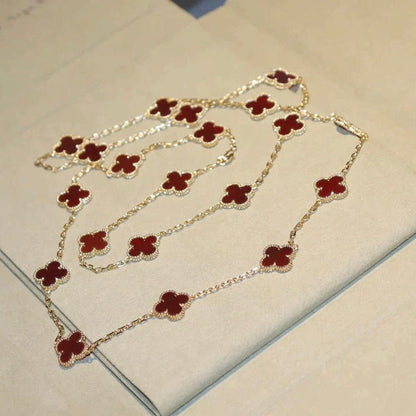 [LUXE NOBLE]CLOVER 20 MOTIFS CARNELIAN NECKLACE