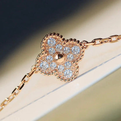 [LUXE NOBLE]CLOVER 20 MOTIFS DARK MOP DIAMOND  NECKLACE