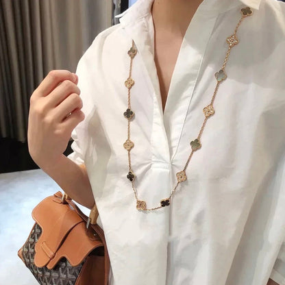 [LUXE NOBLE]CLOVER 20 MOTIFS DARK MOP DIAMOND  NECKLACE