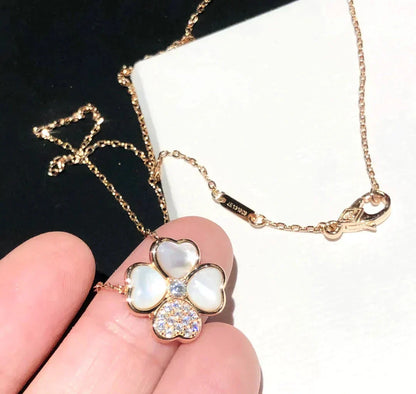 [LUXE NOBLE] CLOVER MOP DIAMOND ROSE GOLD NECKLACE