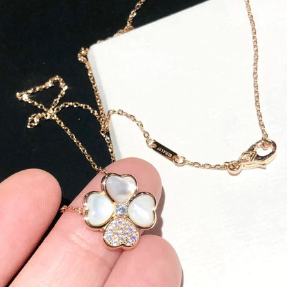[LUXE NOBLE] CLOVER MOP DIAMOND ROSE GOLD NECKLACE