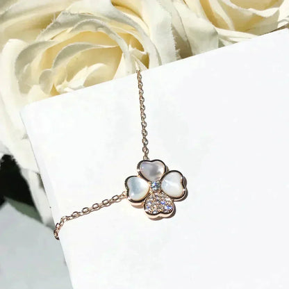 [LUXE NOBLE] CLOVER MOP DIAMOND ROSE GOLD NECKLACE