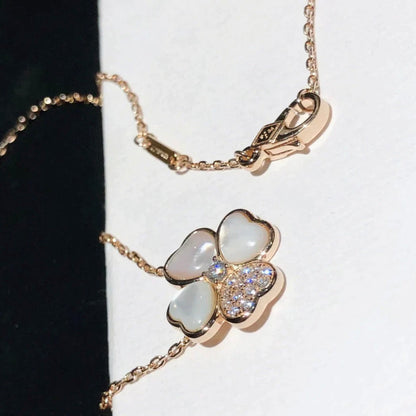 [LUXE NOBLE] CLOVER MOP DIAMOND ROSE GOLD NECKLACE