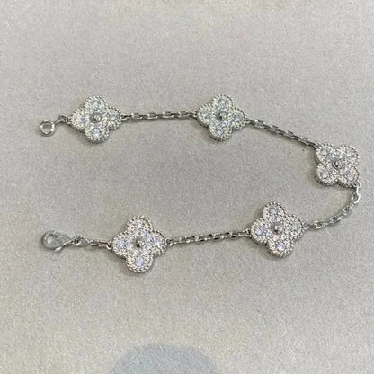 [LUXE NOBLE] CLOVER 5 MOTIF FULL DIAMOND BRACELET COLLECTION