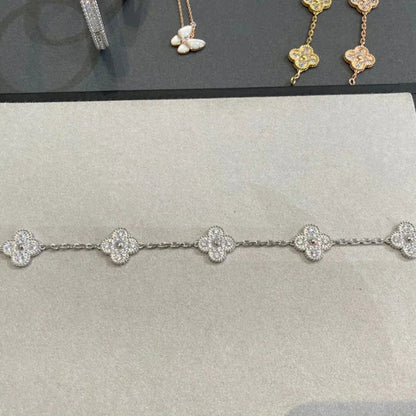 [LUXE NOBLE] CLOVER 5 MOTIF FULL DIAMOND BRACELET COLLECTION