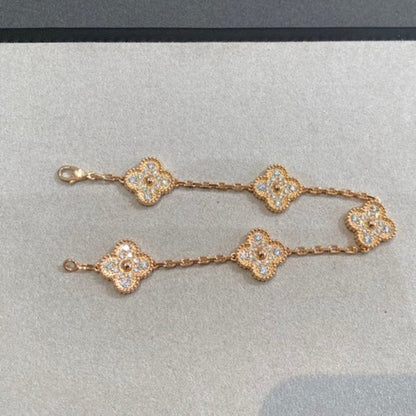[LUXE NOBLE] CLOVER 5 MOTIF FULL DIAMOND BRACELET COLLECTION