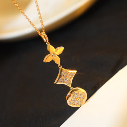 [LUXE NOBLE]STAR AND SUN DIAMOND PINK GOLD NECKLACE