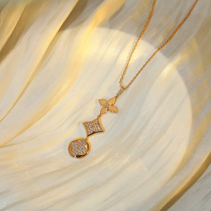 [LUXE NOBLE]STAR AND SUN DIAMOND PINK GOLD NECKLACE