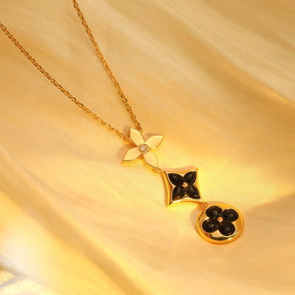 [LUXE NOBLE]STAR AND SUN ONYX PINK GOLD NECKLACE