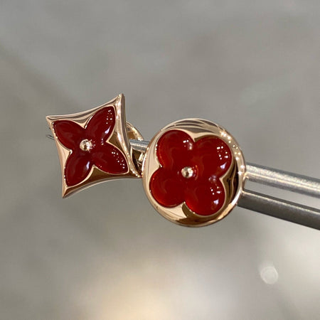 [LUXE NOBLE]STAR AND SUN PINK GOLD CARNELIAN STUD EARRINGS