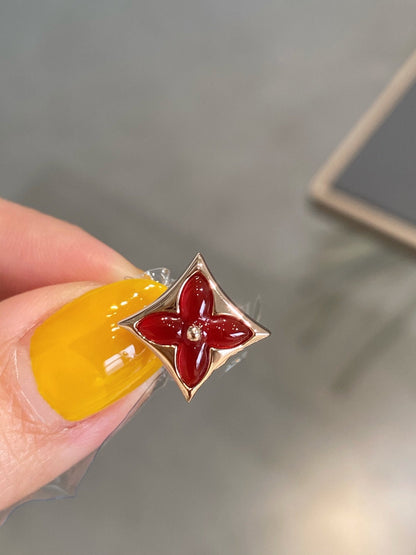 [LUXE NOBLE]STAR AND SUN PINK GOLD CARNELIAN STUD EARRINGS