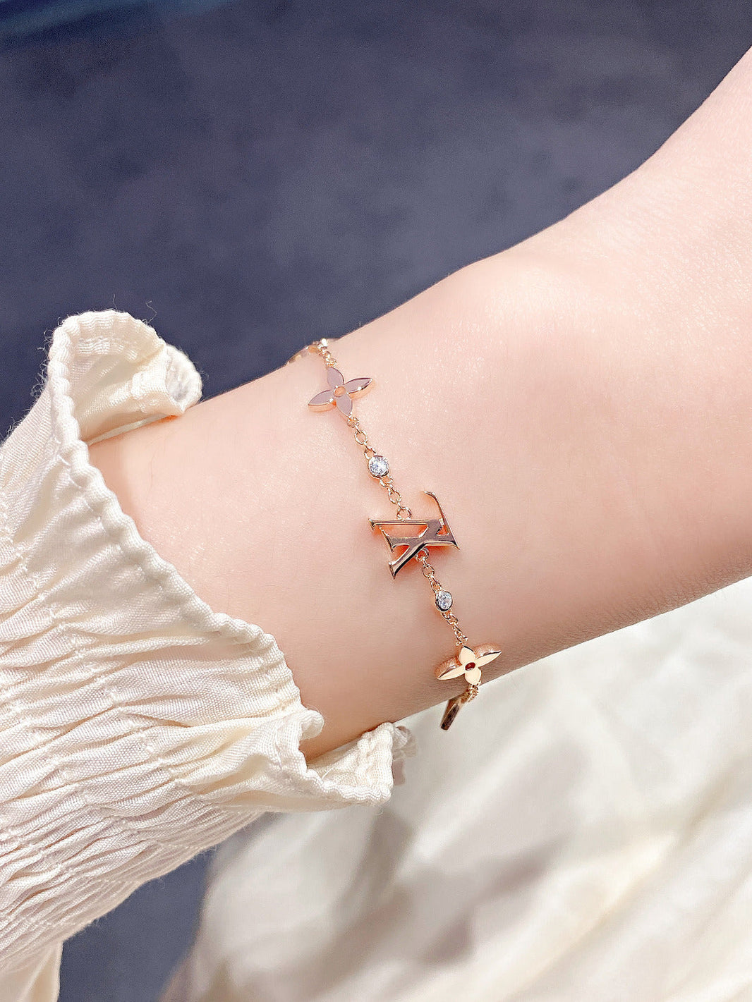 [LUXE NOBLE]STAR AND SUN 7 MOTIFS GOLD BRACELET