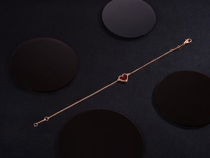 [LUXE NOBLE]HEART CARNELIAN PINK GOLD BRACELET