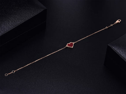 [LUXE NOBLE]HEART CARNELIAN PINK GOLD BRACELET