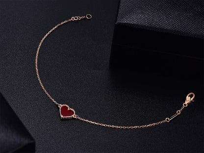 [LUXE NOBLE]HEART CARNELIAN PINK GOLD BRACELET