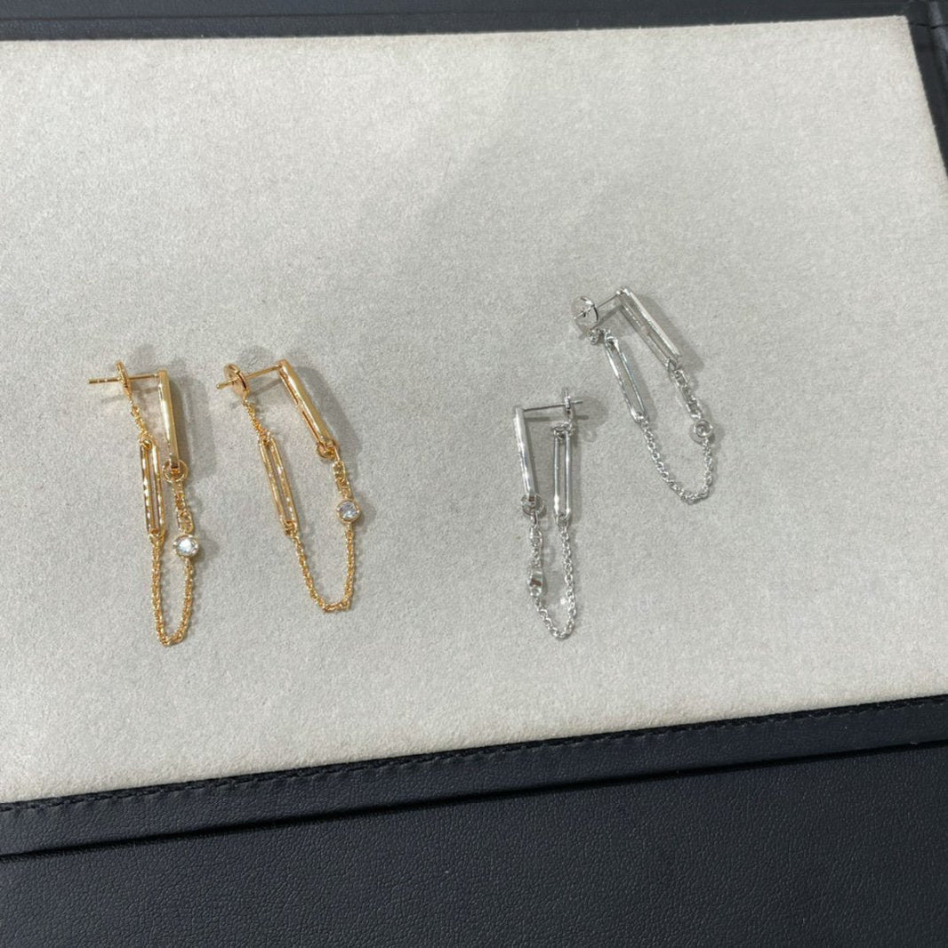 [LUXE NOBLE]CHAINE CHAOS DIAMOND DROP EARRINGS