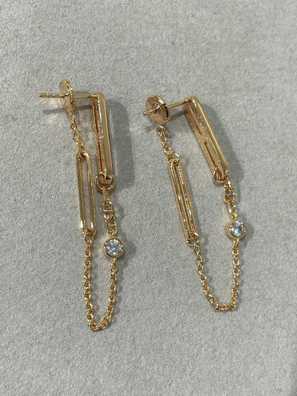[LUXE NOBLE]CHAINE CHAOS DIAMOND DROP EARRINGS