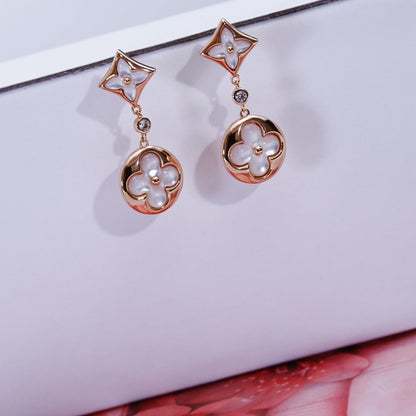 [LUXE NOBLE]STAR AND SUN PINK GOLD MOP DROP EARRINGS