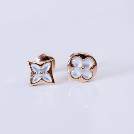 [LUXE NOBLE]STAR AND SUN PINK GOLD MOP STUD EARRINGS