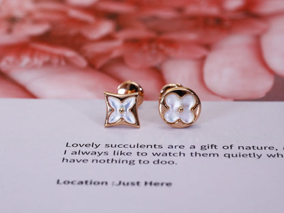 [LUXE NOBLE]STAR AND SUN PINK GOLD MOP STUD EARRINGS