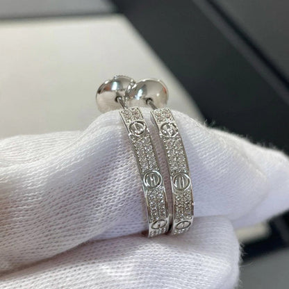 [Luxe Jewelry]LOVE EARRINGS 3.6MM DIAMOND PAVED