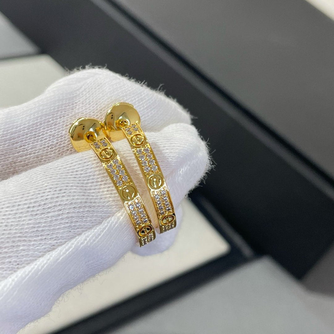 [LUXE NOBLE]LOVE DIAMOND GOLD HOOP EARRINGS