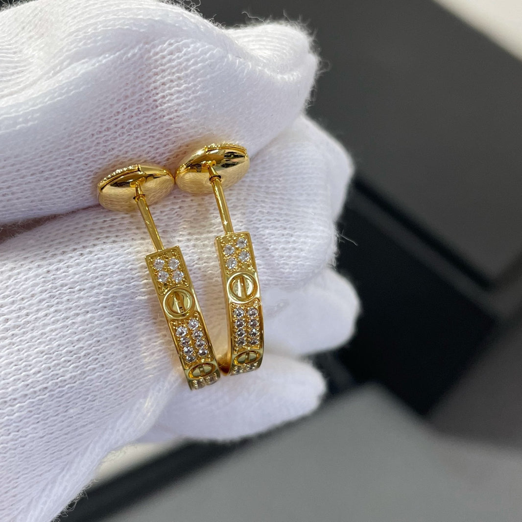 [LUXE NOBLE]LOVE DIAMOND GOLD HOOP EARRINGS