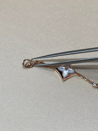 [LUXE NOBLE]STAR 4 MOTIF MOP DIAMOND PINK GOLD BRACELET