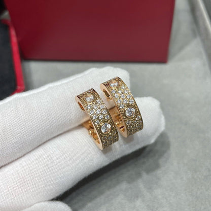 [Luxe Jewelry]LOVE 5.5MM DIAMOND PAVED EARRINGS