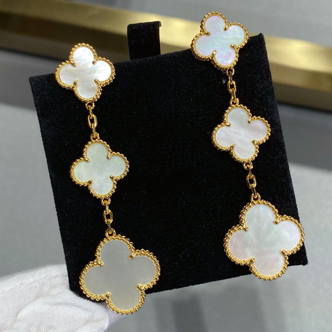 [LUXE NOBLE]CLOVER MOP 3 MOTIFS GOLD EARRINGS