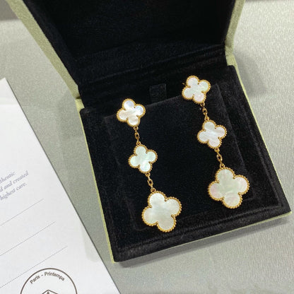 [LUXE NOBLE]CLOVER MOP 3 MOTIFS GOLD EARRINGS