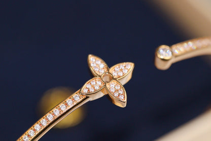 [LUXE NOBLE]イディル ピンクゴールド オープンブレスレット ダイヤモンドパヴェ