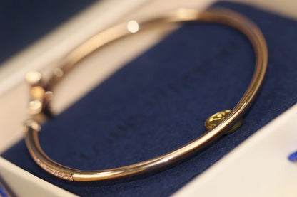 [LUXE NOBLE]イディル ピンクゴールド オープンブレスレット ダイヤモンドパヴェ