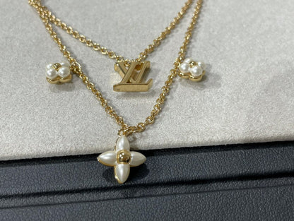 [LUXE NOBLE]FLOWERGRAM GOLD MOP DOUBLE ROW NECKLACE