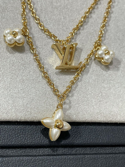 [LUXE NOBLE]FLOWERGRAM GOLD MOP DOUBLE ROW NECKLACE