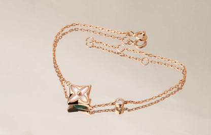 [LUXE NOBLE]STAR PINK MOP 1 DIAMOND PINK GOLD NECKLACE