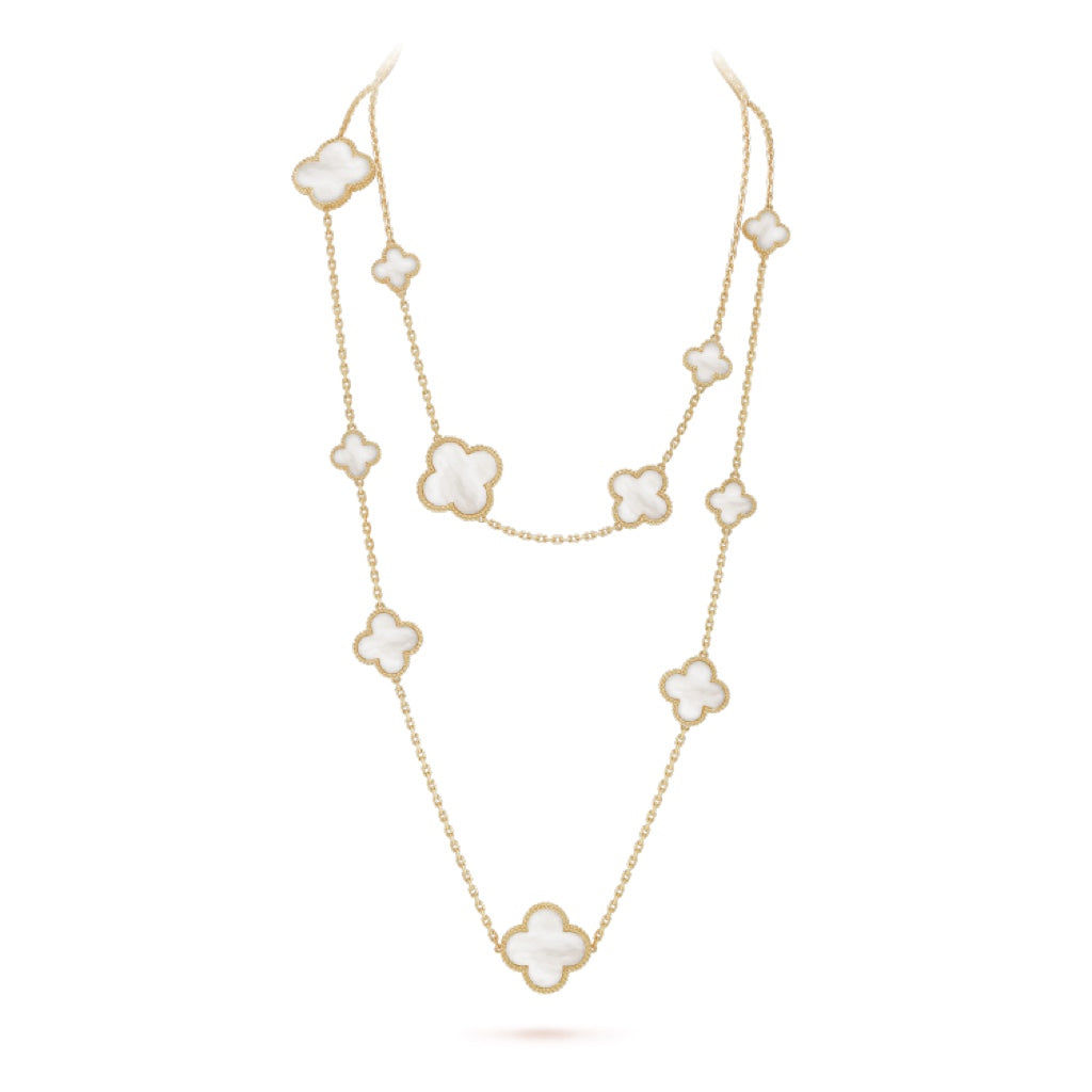 [LUXE NOBLE] KETTE MIT 16 MUSTER, WEISSEM MOP-GOLD