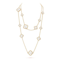 [LUXE NOBLE] KETTE MIT 16 MUSTER, WEISSEM MOP-GOLD